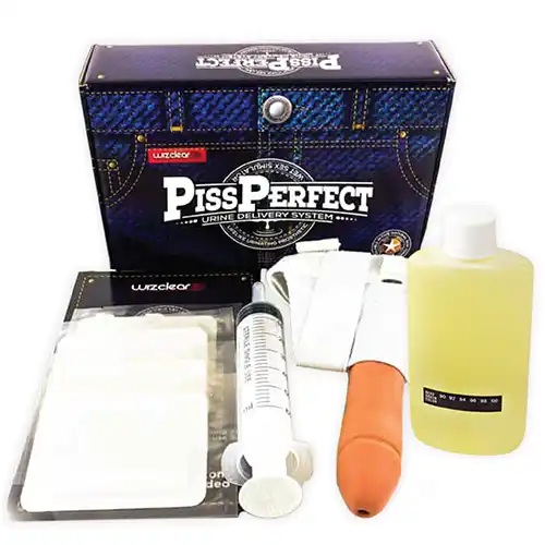 Piss Perfect Urine Delivery System example of the Piss Perfect urine device outside the box
